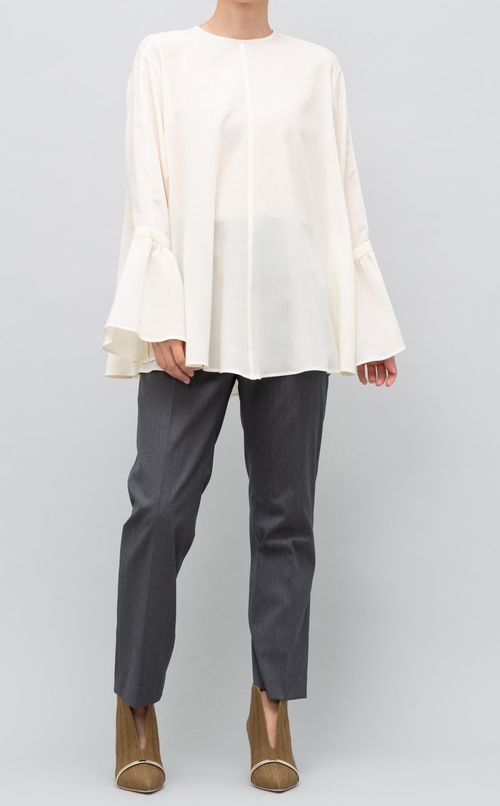 ウール混ベルスリーブブラウス