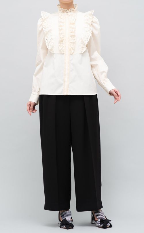 コットンヨークフリルシャツ