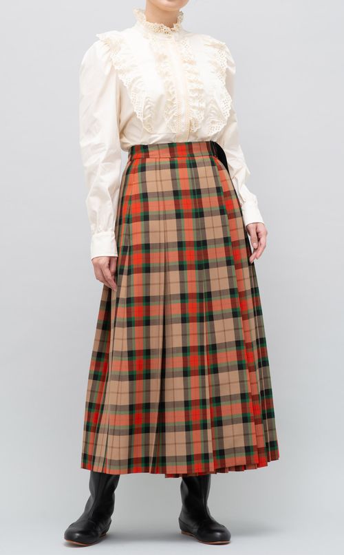 チェックプリーツラップスカート