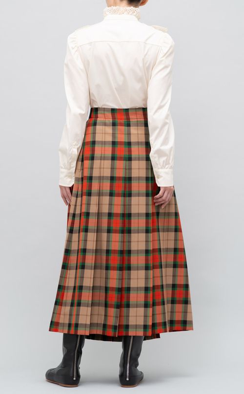 チェックプリーツラップスカート