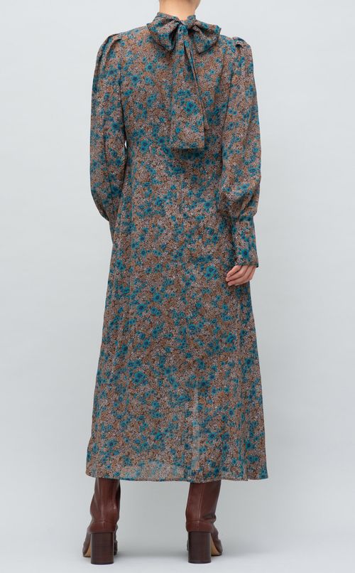 フラワープリントボウタイワンピース