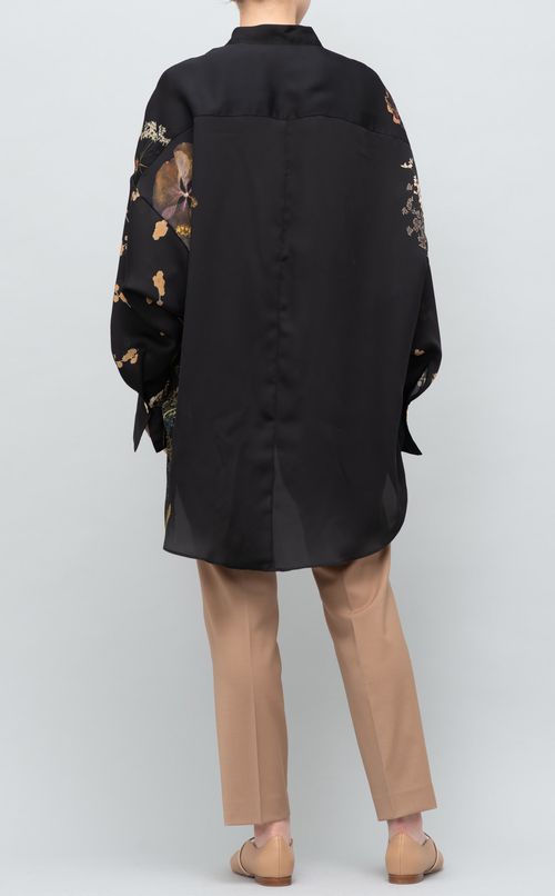 フラワープリントボリュームシャツ