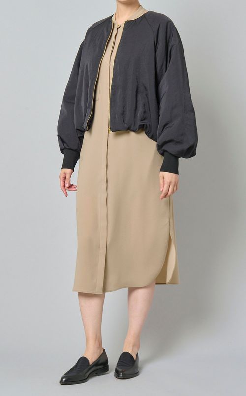 サテンメタルボタンシャツドレス