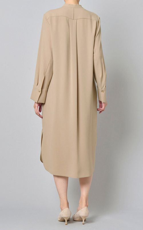 サテンメタルボタンシャツドレス