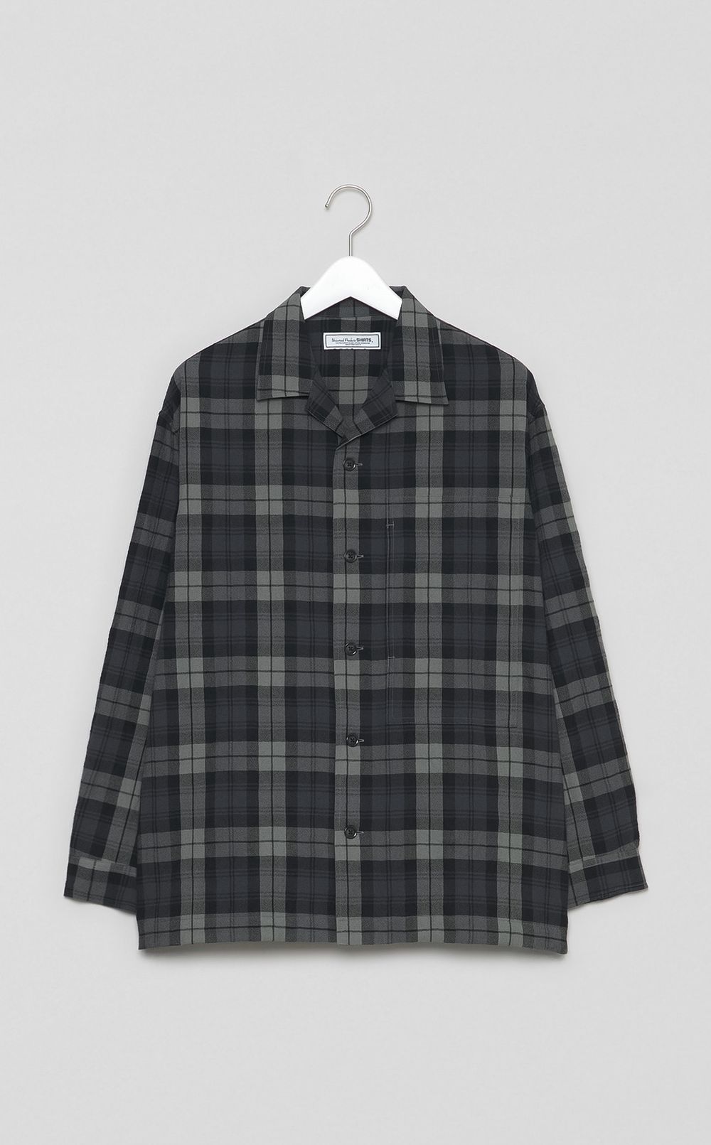 ウールチェックオープンカラーシャツ
