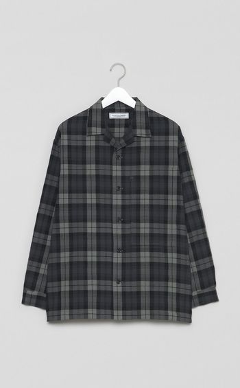 ウールチェックオープンカラーシャツ