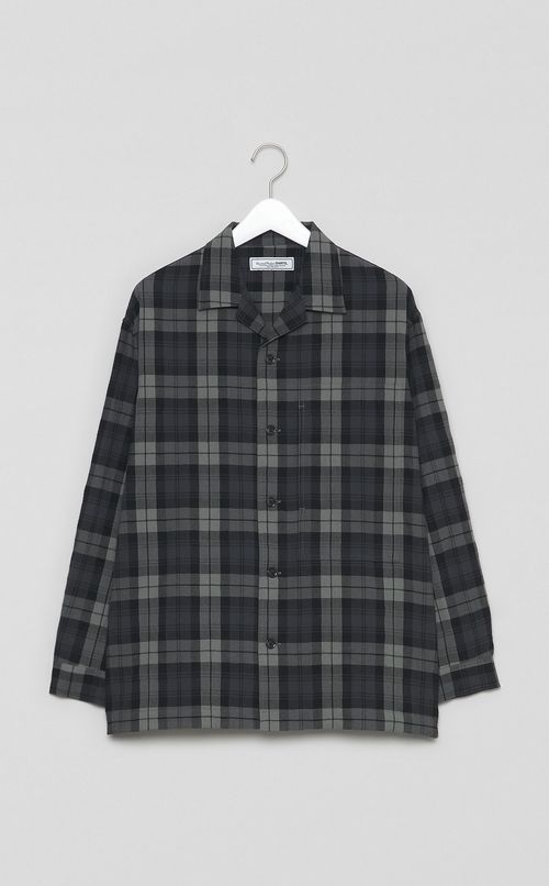 ウールチェックオープンカラーシャツ