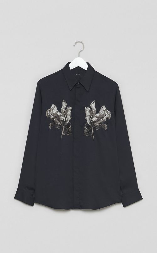 フラワーエンブロイダリーシャツ