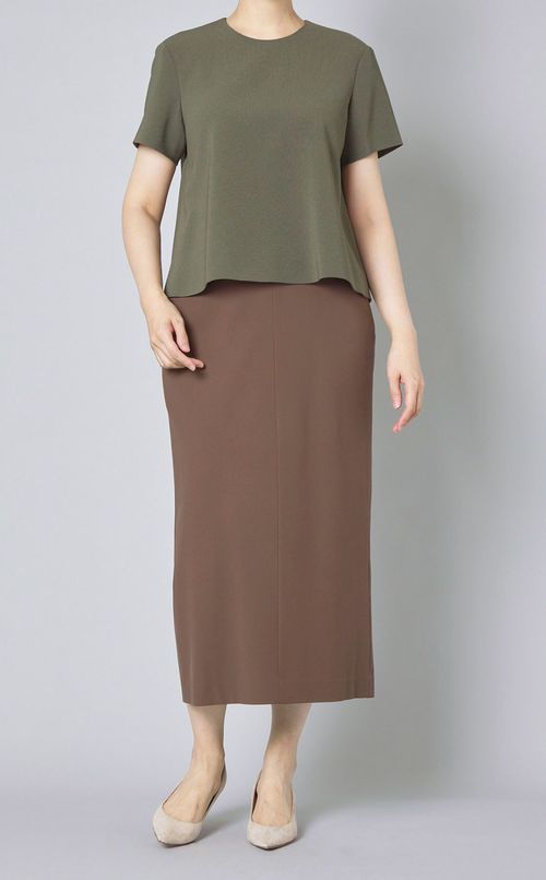 アシメトリードレープスリットスカート