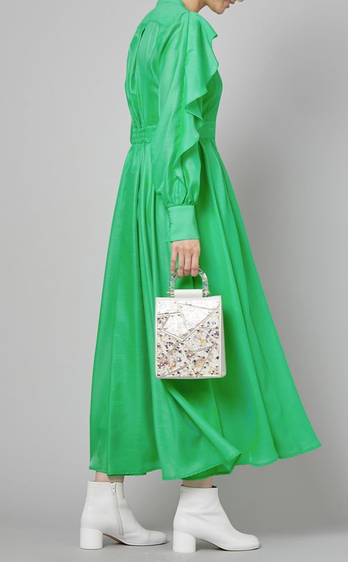 フリルスリーブシャツワンピース