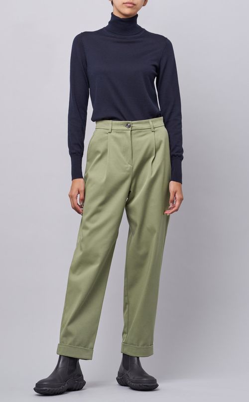 コットンストレッチテーパードパンツ