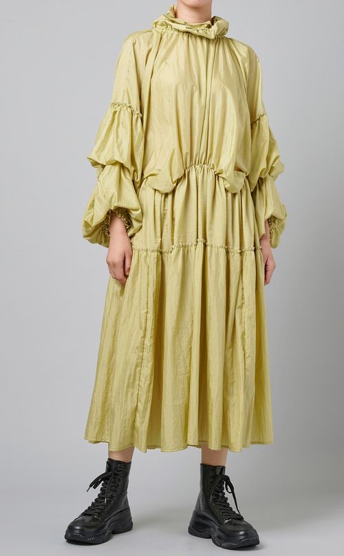 ワッシャー加工ボリュームワンピース