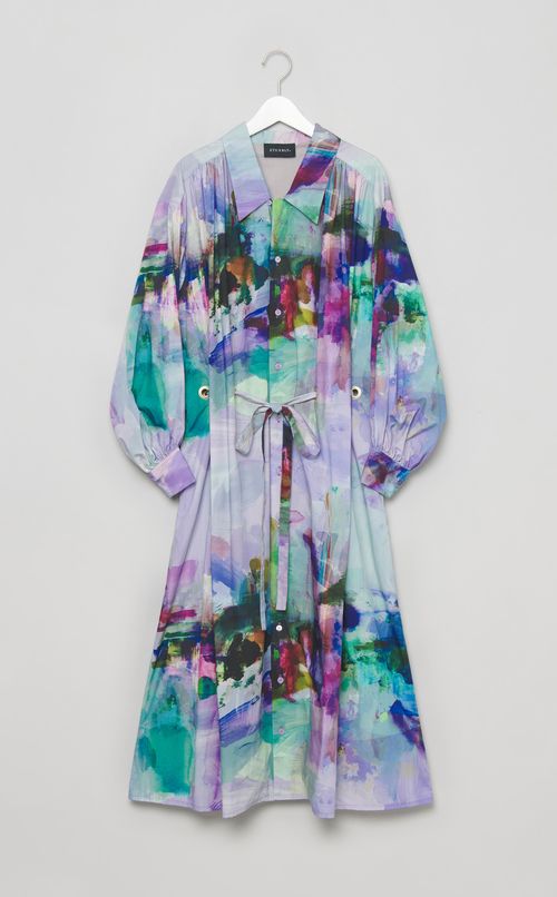 モネプリントコットンシャツワンピース