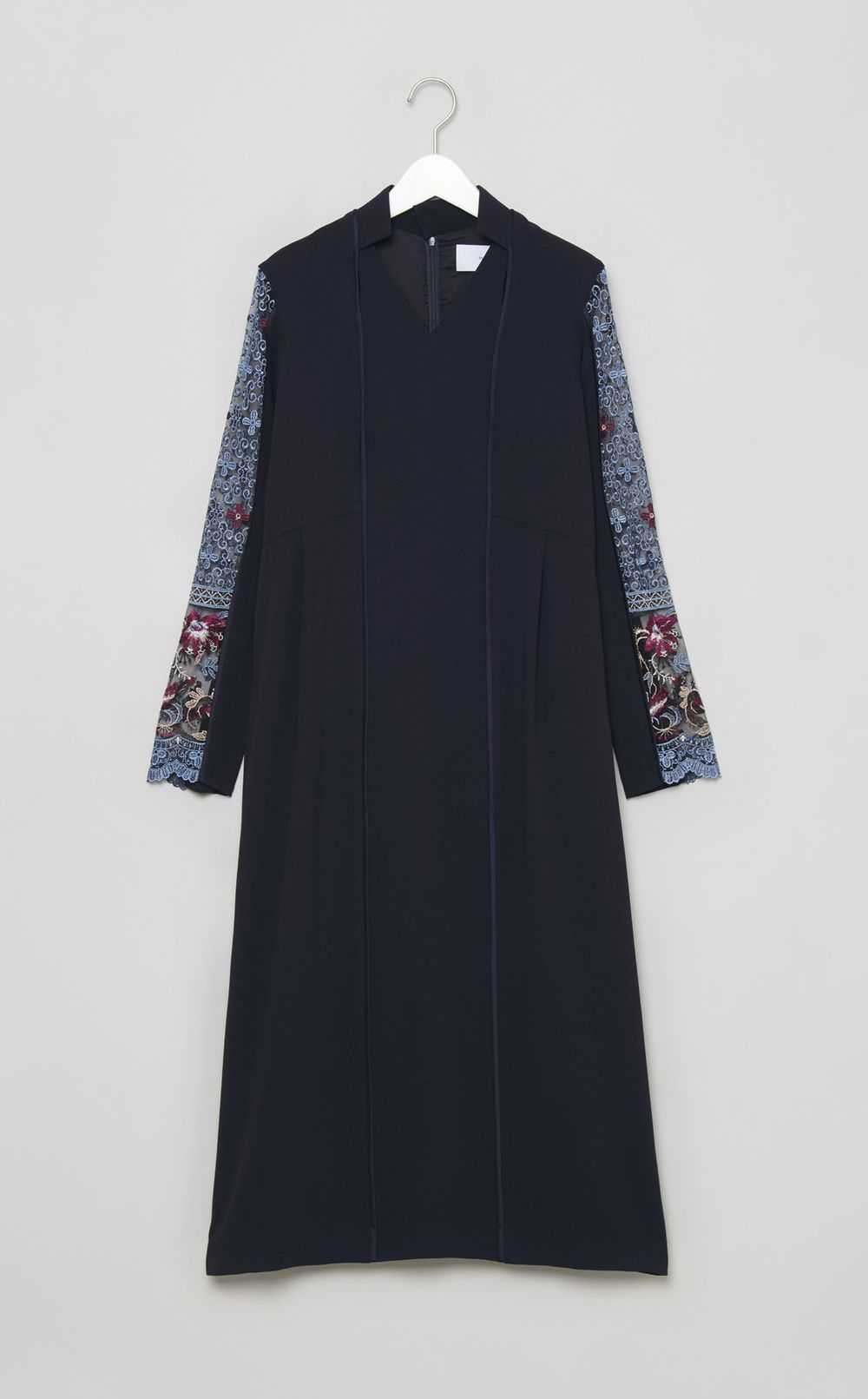 フラワーレーススリーブドレス