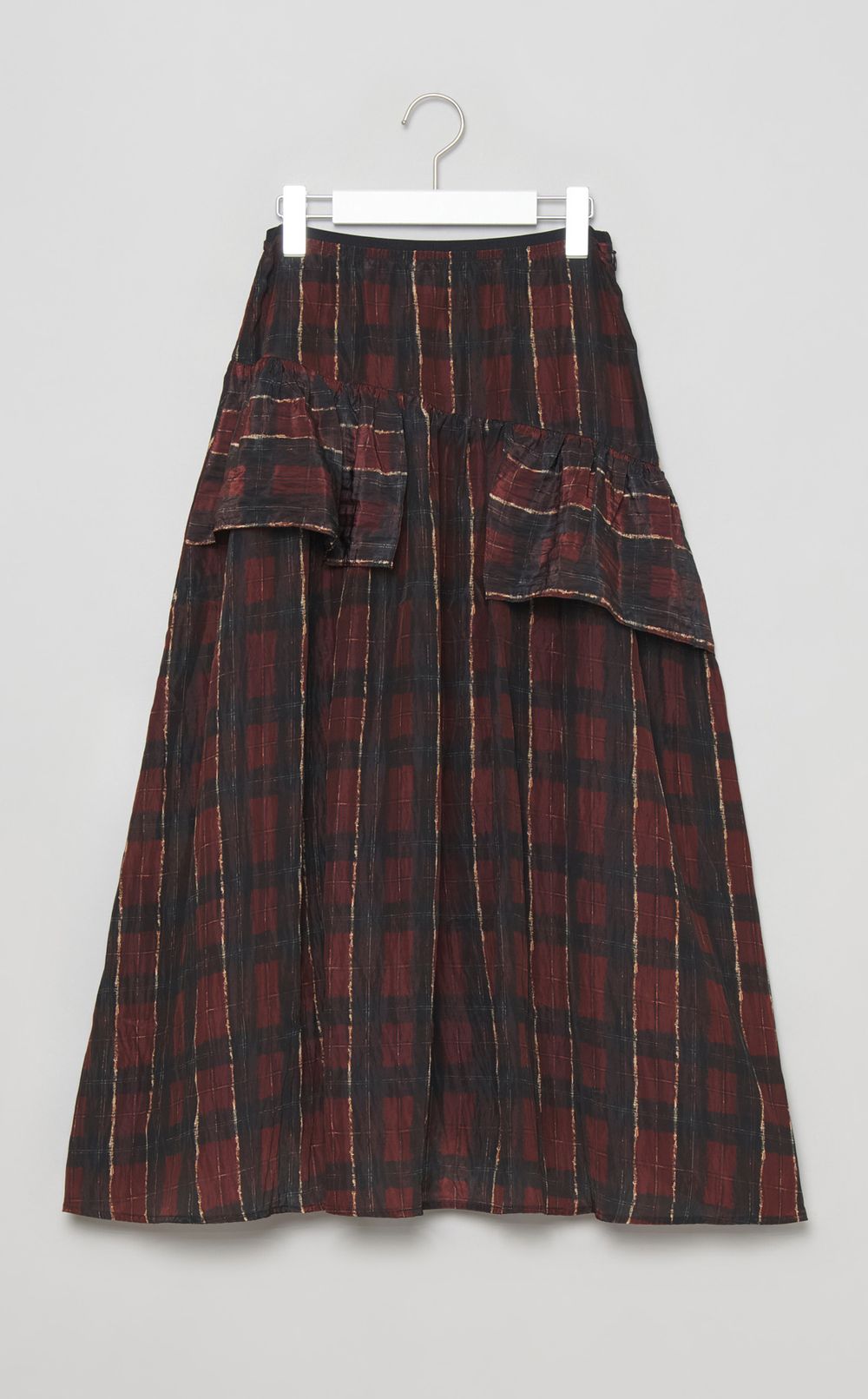 チェックプリントフリルギャザースカート