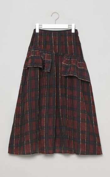 チェックプリントフリルギャザースカート