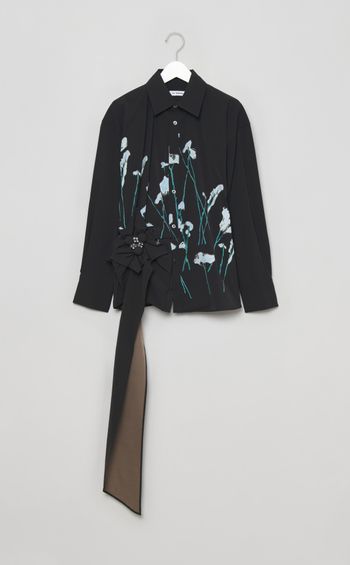 フラワープリントバックストラップシャツ