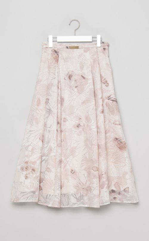 ベルト付きフラワープリントスカート