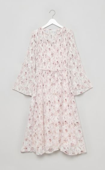 フラワープリントプリーツワンピース