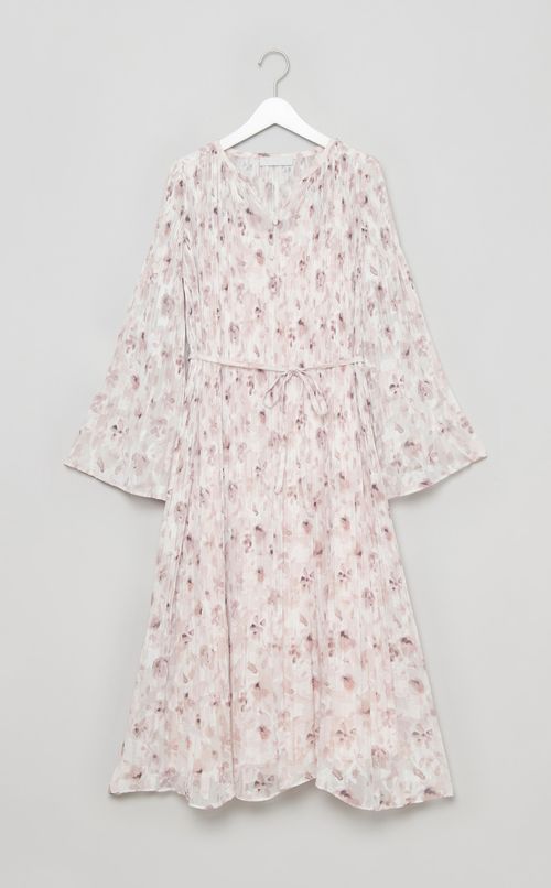 フラワープリントプリーツワンピース