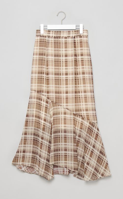 アシンメトリーチェックナロースカート