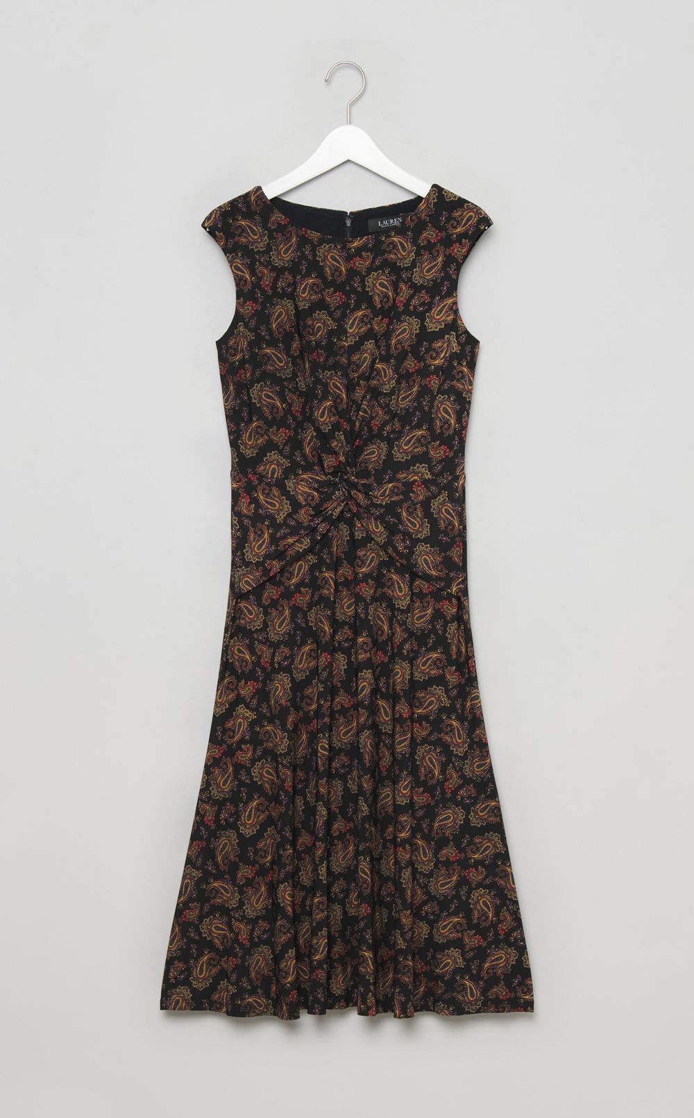 ペーズリープリントジャージーワンピース