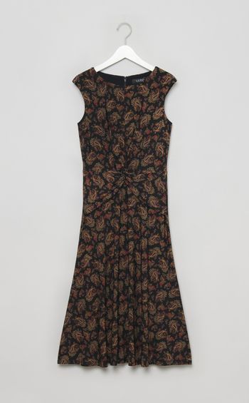 ペーズリープリントジャージーワンピース