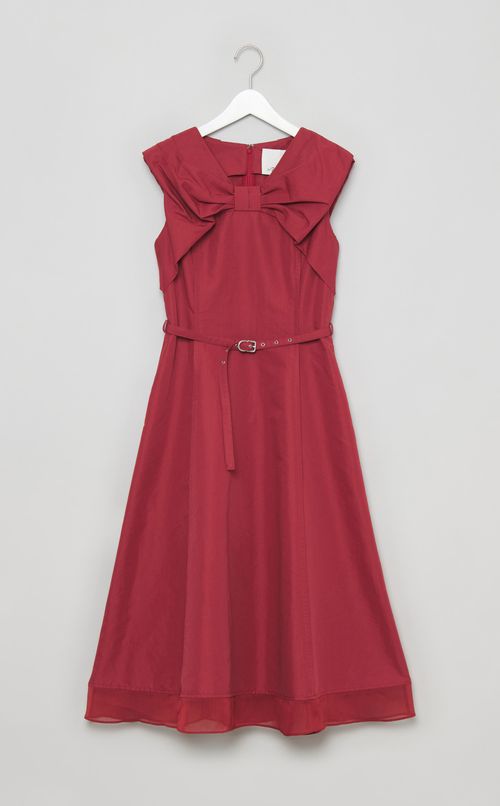 ベルト付きドレープボウワンピース