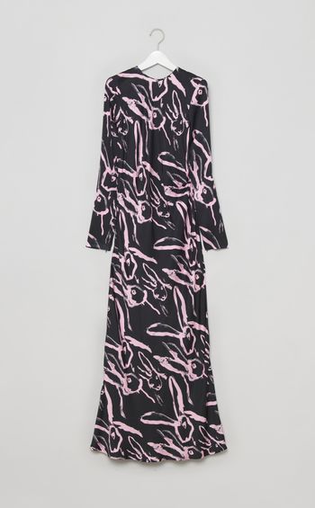 ラビットハンドプリントロングワンピース