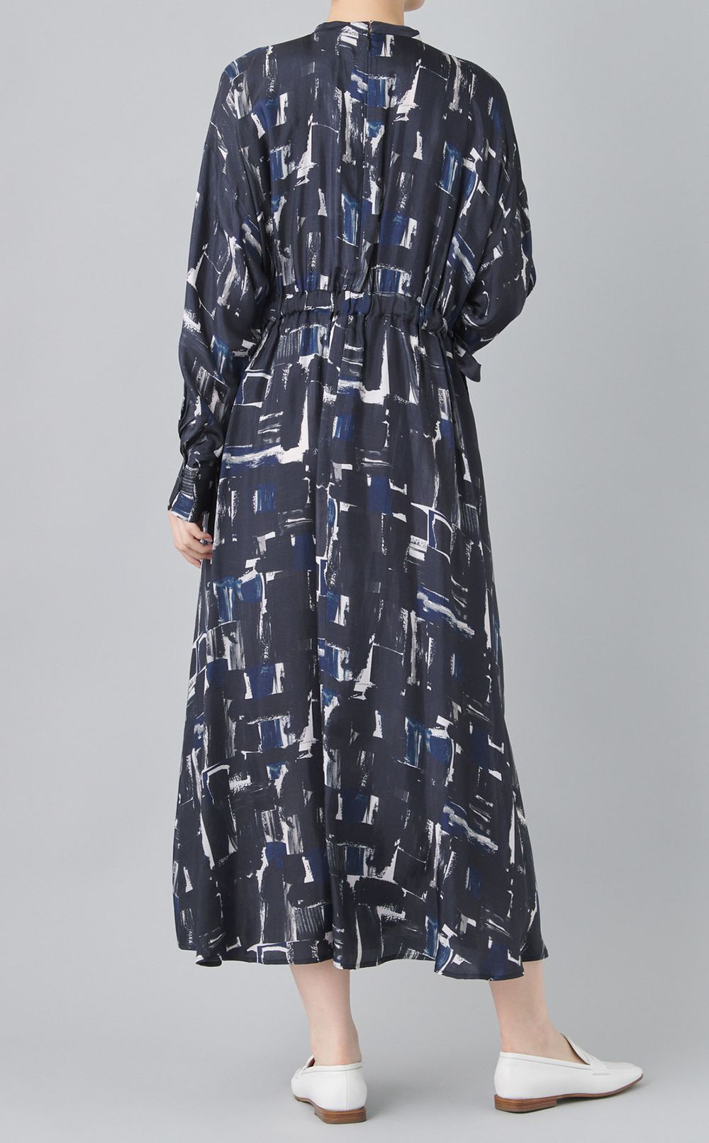 ペインティングプリントギャザードレス
