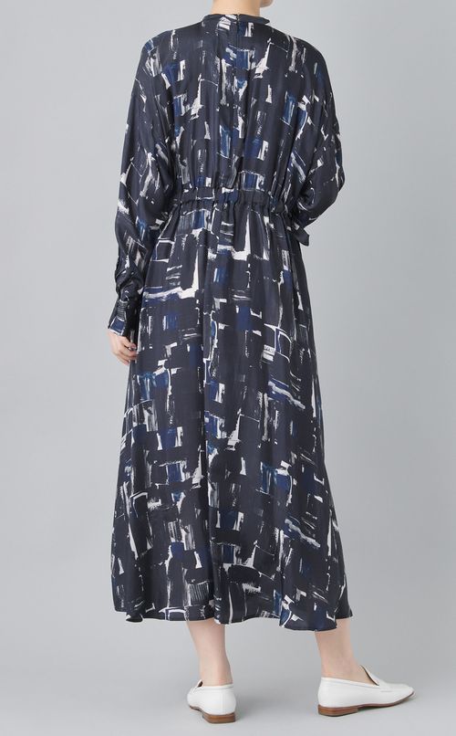 ペインティングプリントギャザードレス