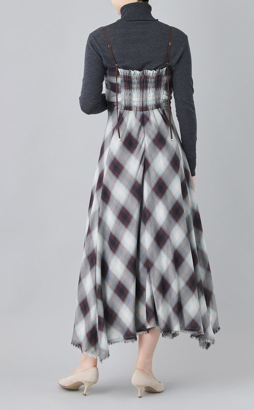 オンブレチェックキャミソールワンピース