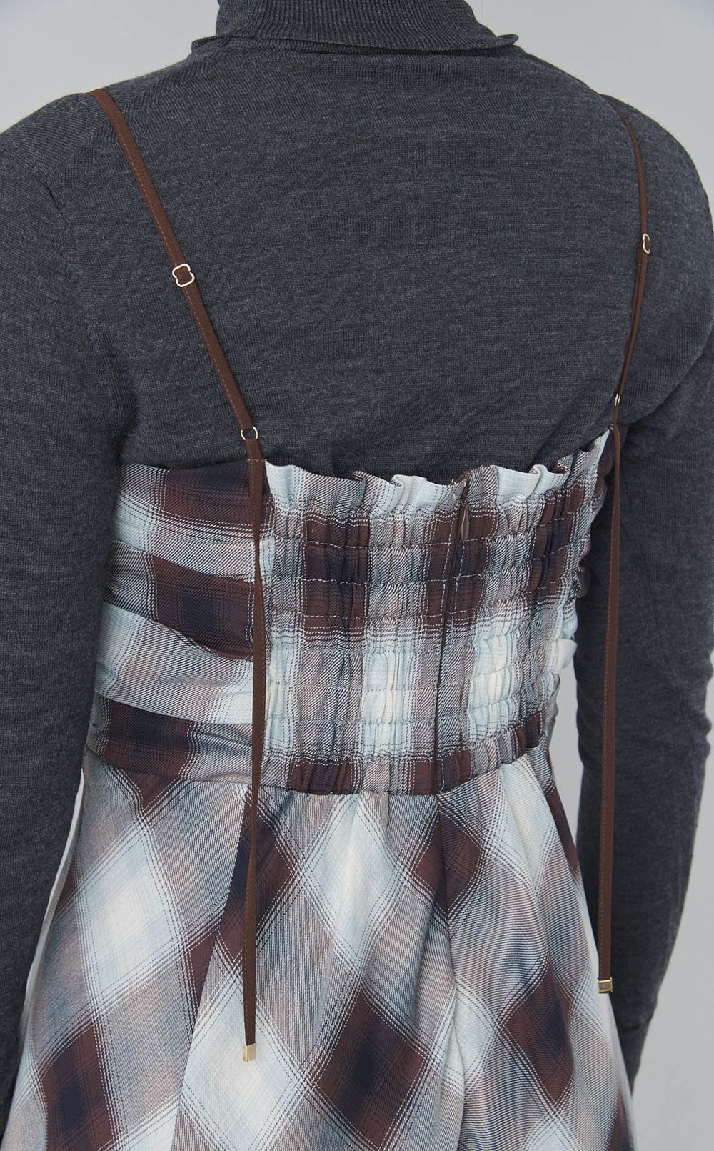 オンブレチェックキャミソールワンピース