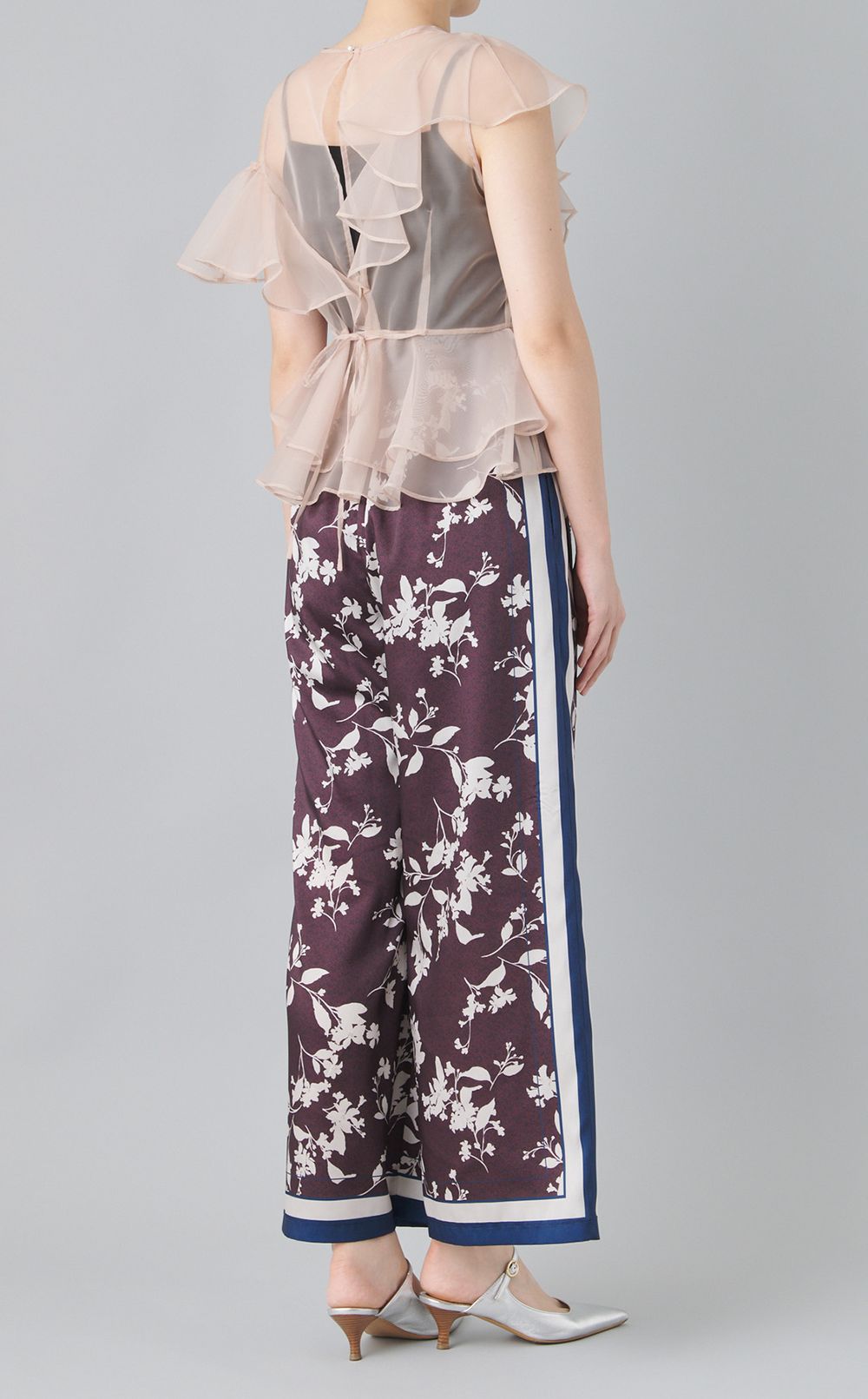 スカーフプリントイージーワイドパンツ