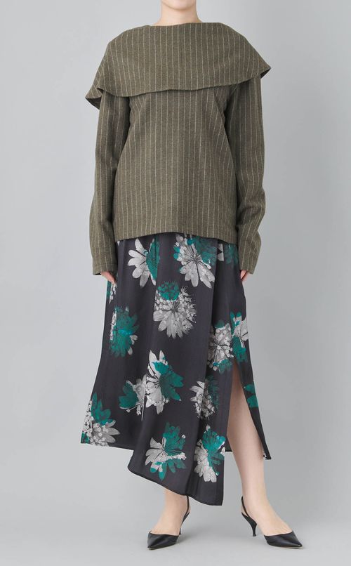 2wayウールストライプブラウス