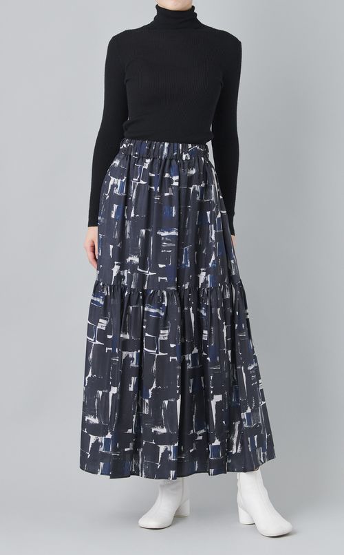 ペインティングプリントロングスカート