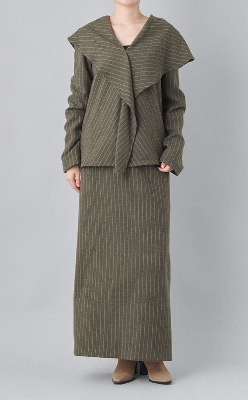 2wayウールストライプブラウス