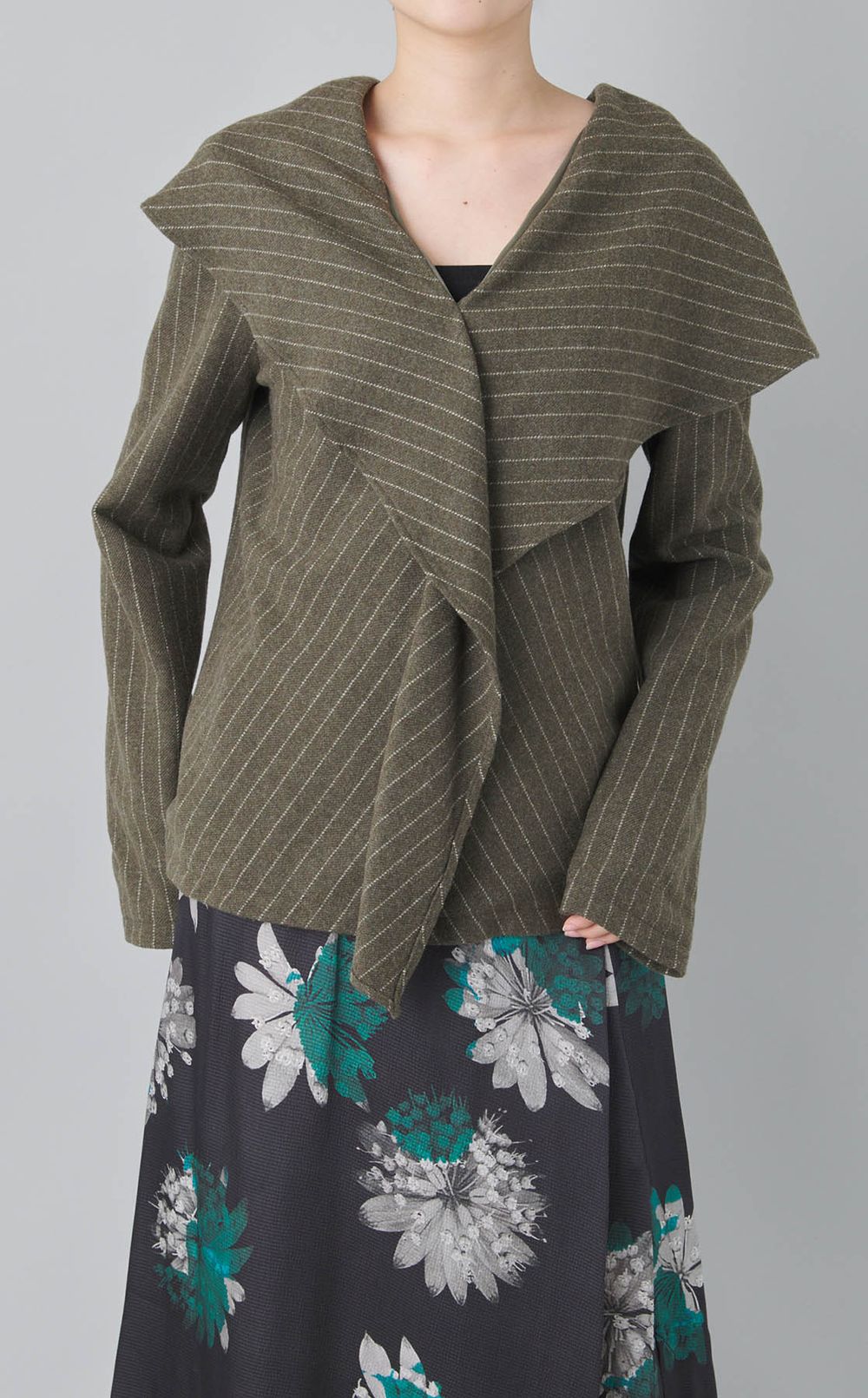 2wayウールストライプブラウス