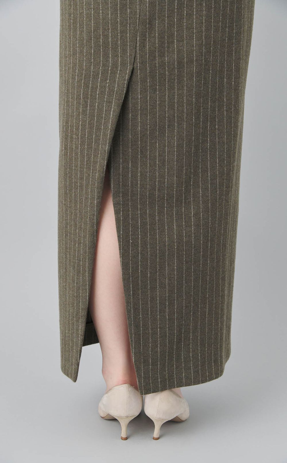 ウールストライプ Iラインスカート