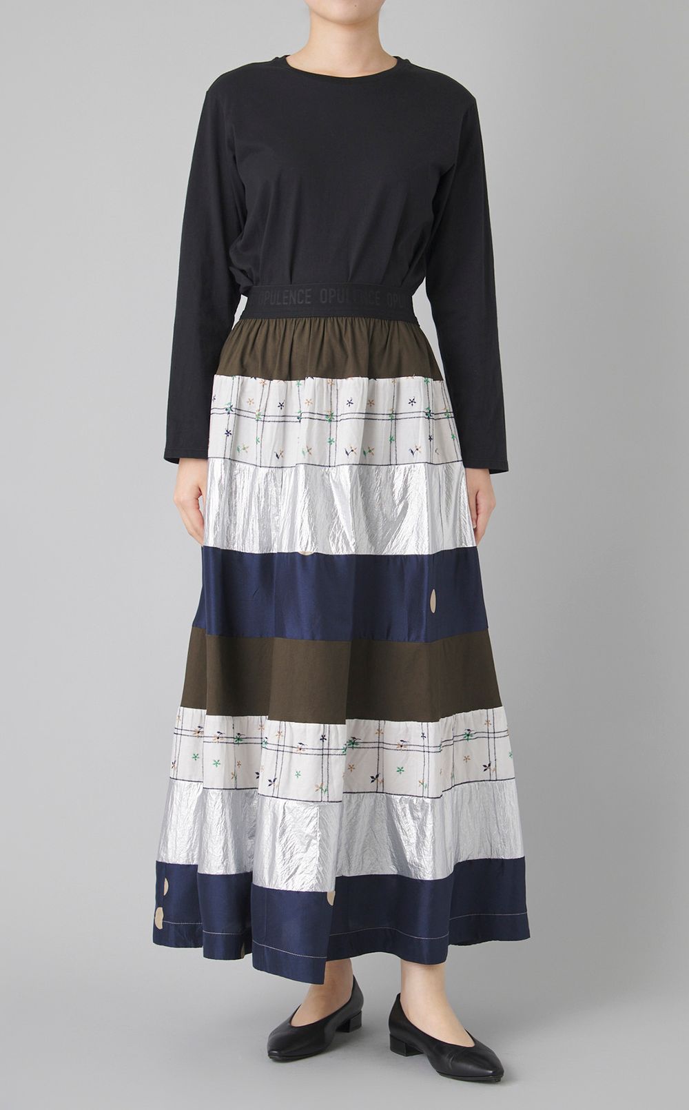 【reADdress】ボーダーパッチワークスカート