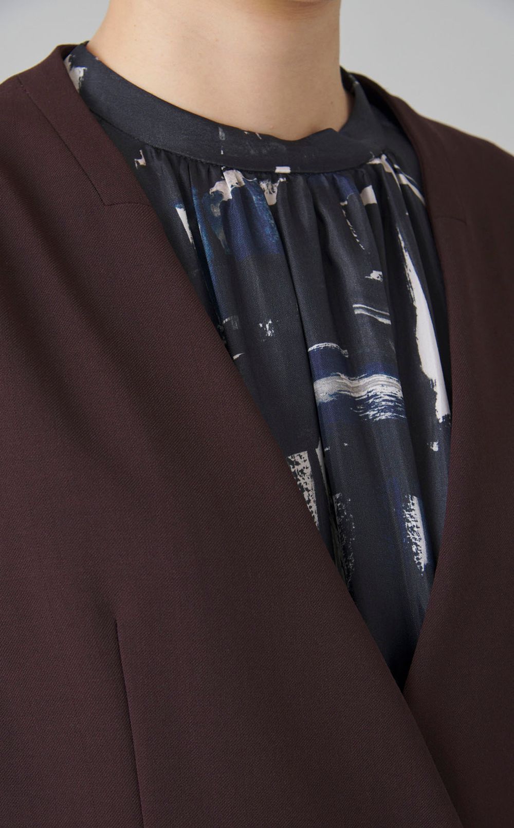 ノーカラーダブルブレストジャケット