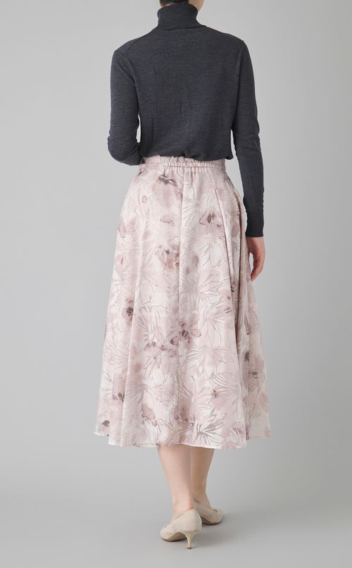 ベルト付きフラワープリントスカート