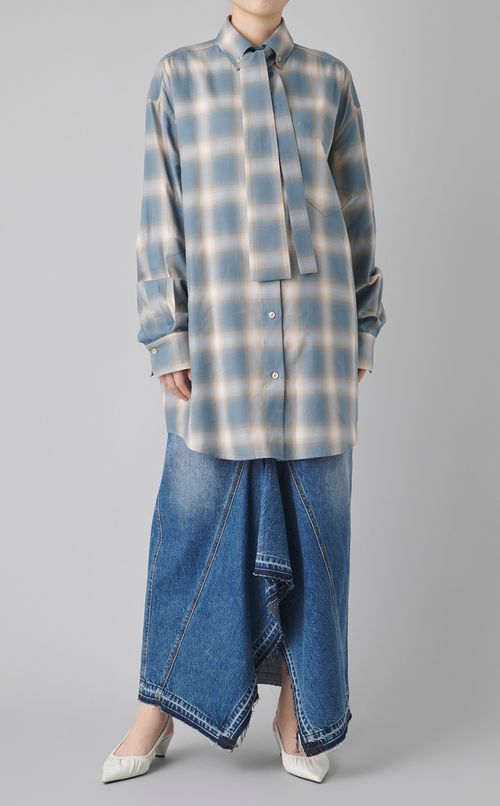 カシュクールタイ付きシャツ