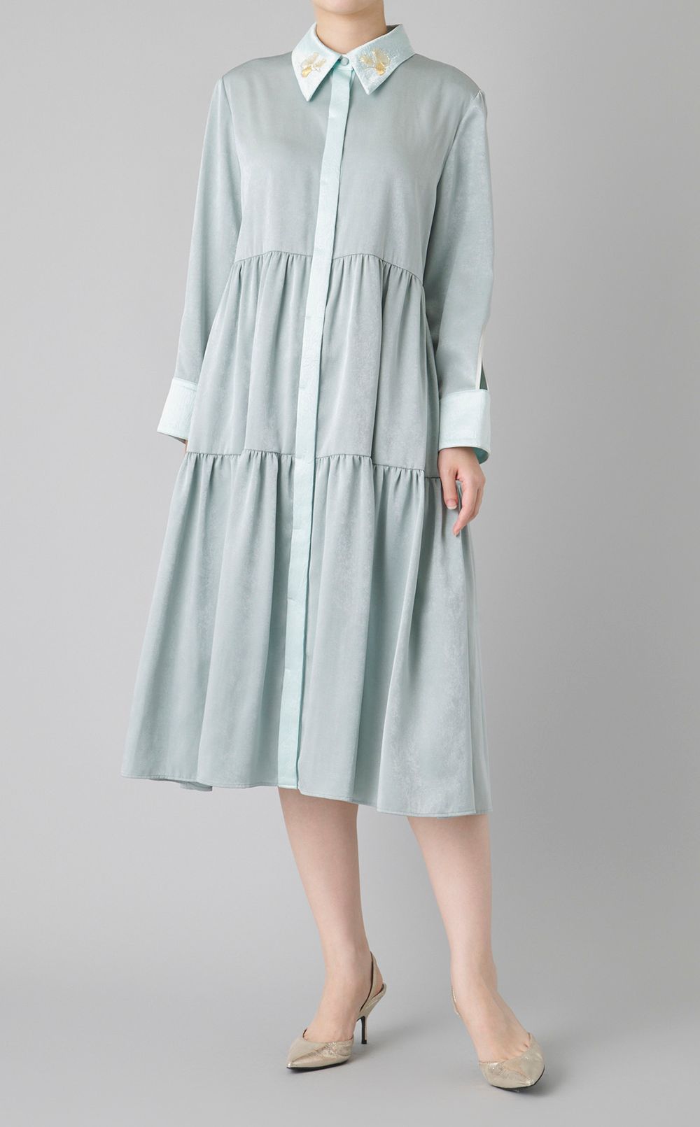 金駒刺繍ティアードワンピース