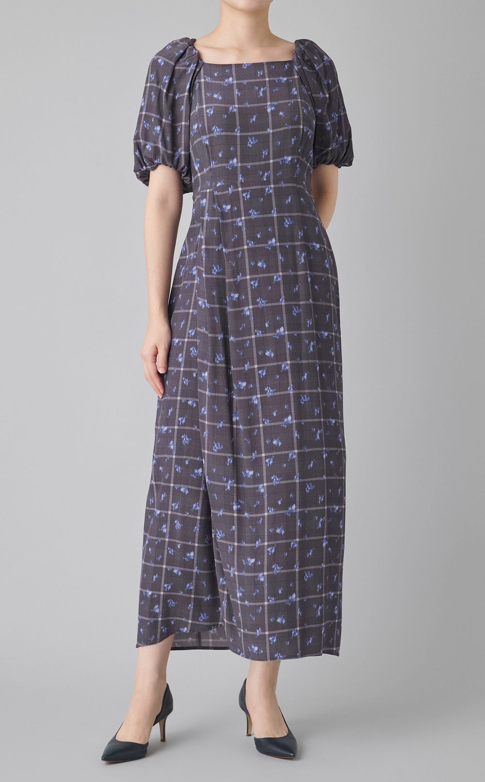 スクエアネックプリントワンピース