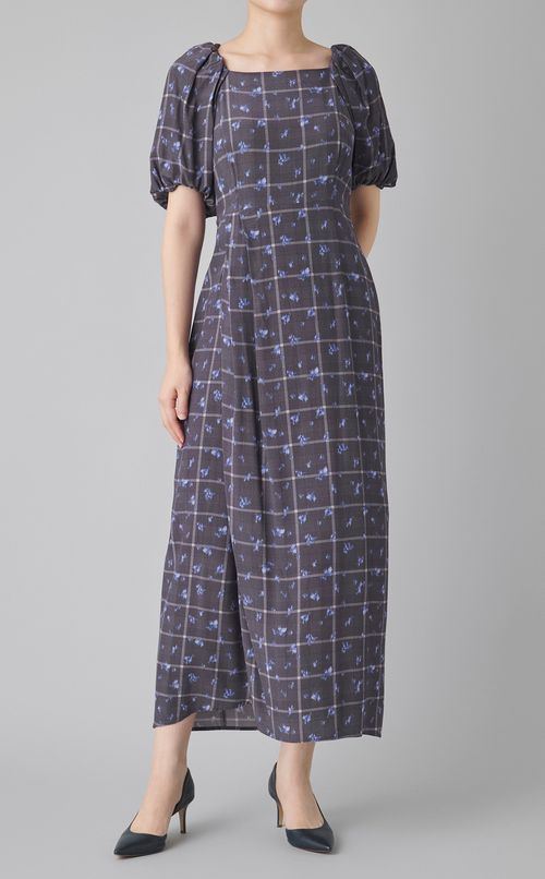 スクエアネックプリントワンピース