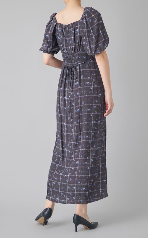 スクエアネックプリントワンピース