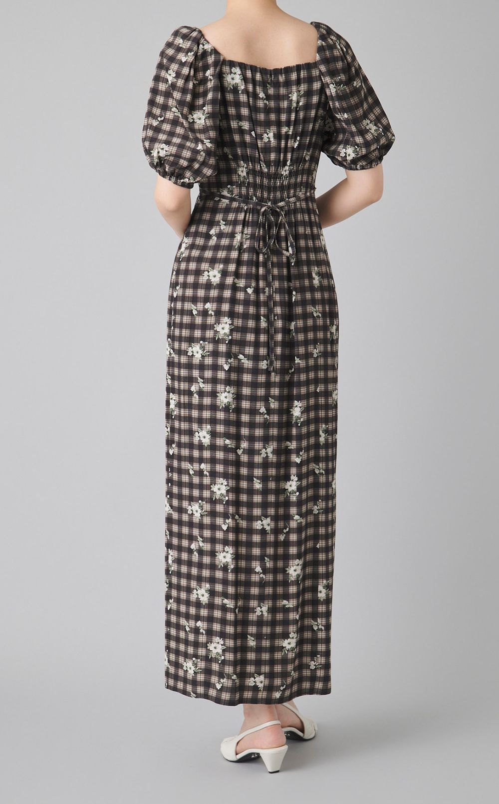 スクエアネックプリントワンピース