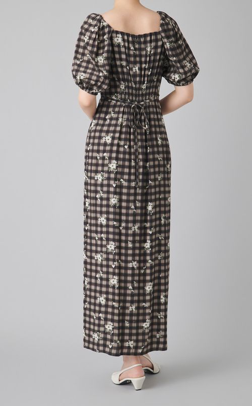 スクエアネックプリントワンピース