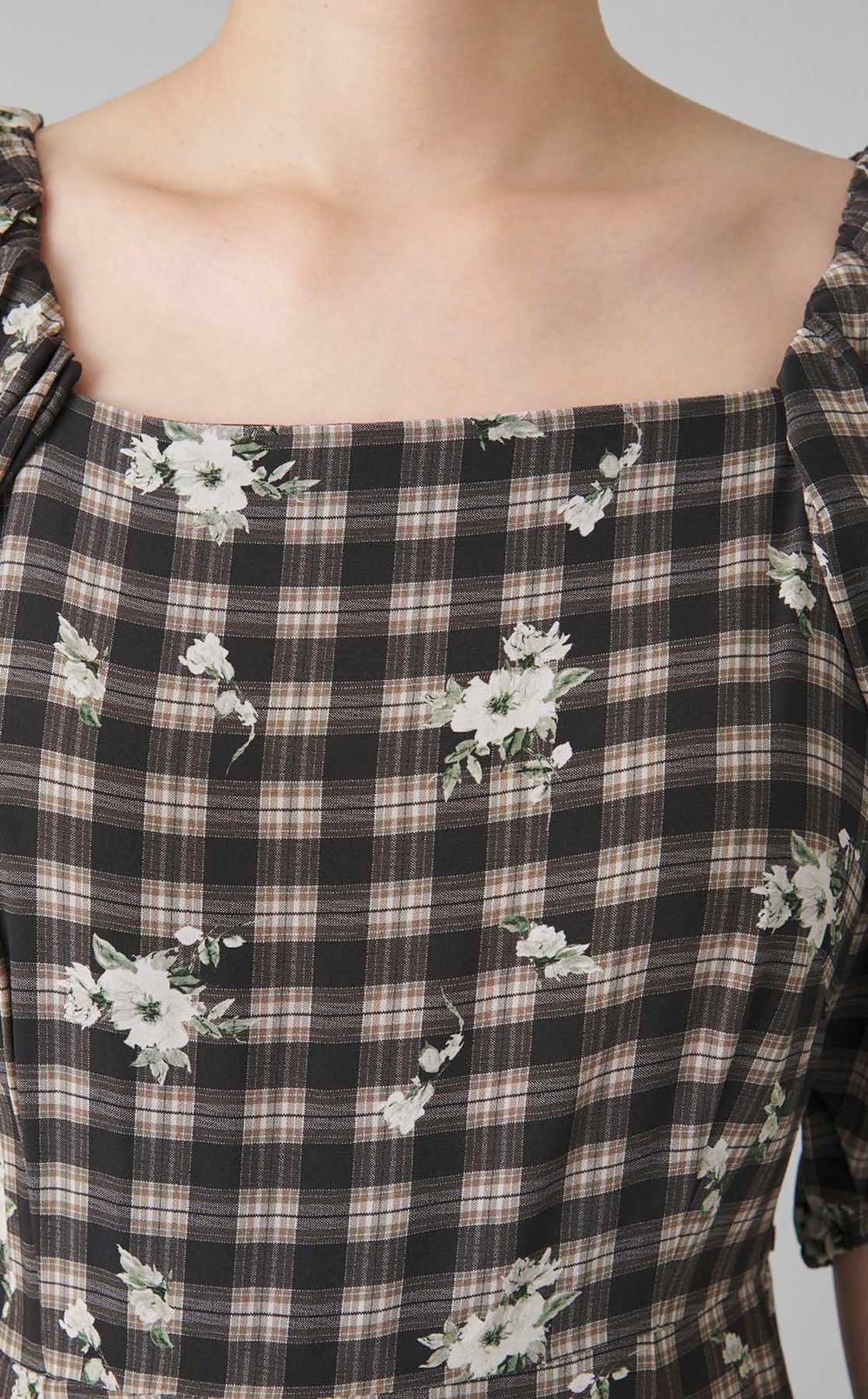 スクエアネックプリントワンピース